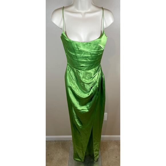 SAU LEE Perla Strapless Ruched Draped Apple Green Maxi Dress Size 2 - Picture 3 of 11
